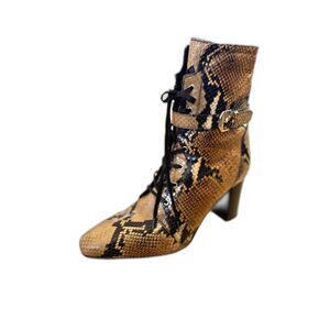 Aquatalia Fawne Snakeskin Embossed Leather Brown Ankle Boots 9 1/2 $650